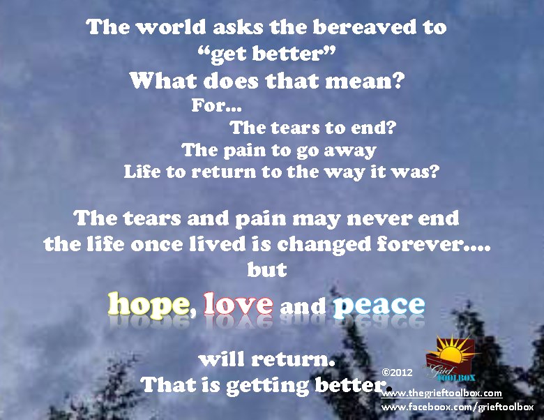 In grief express the pain while still allowing space for love, hope and