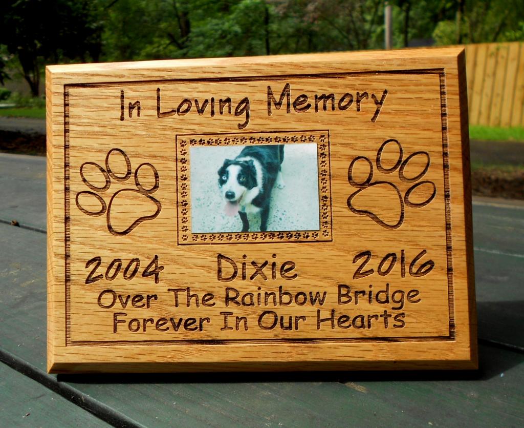 Pet Memorial Plaque, laserengraved pet's name and dates, pet